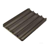Plateau à baguettes en alliage d'aluminium ATLAS STAR à 4 rangées, 600x400, revêtement PTFE, pour pain français, compatible four/grille-pain, noir, 0,8 mm