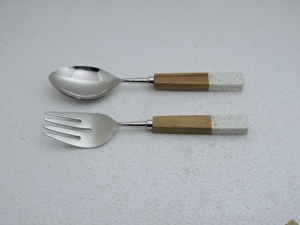 stainless steel salad <b>server</b> resin handle salad tools cutlery set kitchen tools salad <b>server</b> spoon fork <b>buffet</b> catering private - Product Image 2