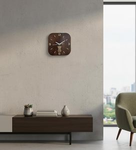 Square Wooden Wall <b>Clock</b> Silent Quartz Analog <b>Battery</b> Powered Glow in the Dark Number Display for Living Room - Product Image 5
