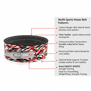 Cinturón de Soporte Rexfit Sports Profesional de Cuero Ajustable Antideslizante para Entrenamiento de Fuerza y Levantamiento de Pesas - Product Image 4