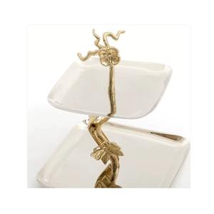 Soporte de Metal Cuadrado Plateado con Motivo Floral en el Centro para Postres, Ideal para Reuniones Familiares, Fiestas en el Jardín y Decoración de Mesas de Postres - Product Image 6