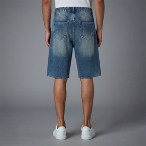 Shorts Bermuda de Mezclilla Azul Lavado Personalizados, Shorts Largos de Jean para Ropa Urbana al por Mayor - Product Image 4