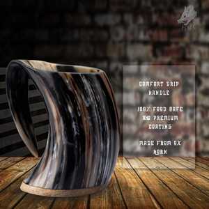 Jarra de Cuerno Pulido Hecha a Mano, Taza Rústica para Beber Cerveza, Vino, Bebidas Frías, para Bar, Pub, Uso Doméstico - Product Image 1