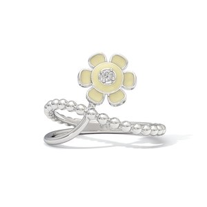 925 Sterling Silver Minimalist Daisy Flower <b>Ring</b> with Natural Diamonds | Floral <b>Adjustable</b> <b>Ring</b> for Women | Fine Jewelry Gift - Product Image 2