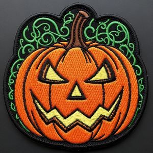 Patch brodé citrouille d'Halloween thermocollant pour vêtements, applique ronde Jack O'Lantern, étiquette personnalisée DIY pour veste et chapeau - Product Image 1