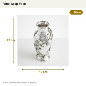 Vase à fleurs traditionnel en laiton fait main de 26 cm avec finition argentée et motif de vigne pour centre de table de mariage et décoration intérieure - Product Image 5