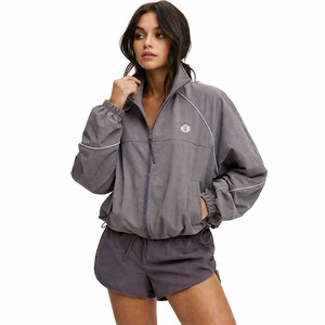Women Reflective Piping Windbreaker Shorts Set <b>Lightweight</b> Athletic Zip Up Run Outerwear Reflective Windbreaker <b>Jacket</b> for men - Product Image 5