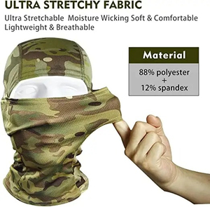 Balaclava camouflage universelle, taille unique, respirante, imperméable, masque facial d'extérieur, adulte unisexe, 100% polyester - Product Image 4
