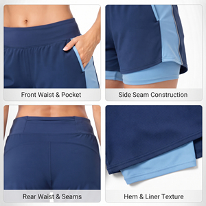 Ladies Sportswear Athletic <b>Shorts</b> 2 in 1 Breathable Yoga Compression Inner <b>Elastic</b> <b>Waist</b> Gym <b>Shorts</b> <b>Women</b> Workout Dual <b>Shorts</b> - Product Image 6
