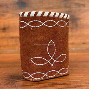 Customized High Quality <b>Boot</b> Stitch Genuine Suede Leather Holder Beer Bottle Beverage Can Cooler Drink Sleeves Coozies for Cans - Product Image 3