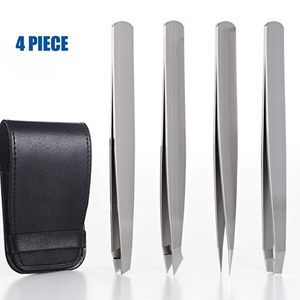 Pince à épiler de précision en acier inoxydable, 4 pièces, à pointe fine, pour l'élimination des poils incarnés du visage et des sourcils, durable - Product Image 1