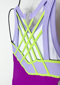 Justaucorps sans manches en spandex pour filles CONX, violet avec strass imprimés, pour entraînement artistique professionnel, taille élastique, personnalisable - Product Image 4