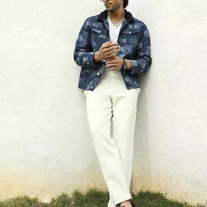 Veste en jean pour homme avec logo personnalisé imprimé, design patchwork sur le devant, écologique, respirante, collection hiver vintage - Product Image 5