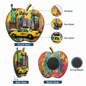 Magnete per Frigorifero Souvenir di NYC Personalizzato, 3D in Resina, Big Apple, Statua della Libertà, Taxi, Skyline, Decorazione all'Ingrosso - Product Image 4