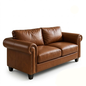 High End Classic Leather Loveseat <b>Sofa</b> Nailhead Rolled Arms Eco-Friendly <b>Sofa</b> <b>Bed</b> for Luxury Living Room Workshop School Use - Product Image 2