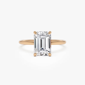 Bague de fiançailles en or jaune de luxe pour femme, diamant taille émeraude 2 carats, style classique, pierre naturelle - Product Image 1
