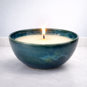 Frosted Sky Ceramic Candle Vessel Wide Low Bowl Thick Durable Heat Resistant Smooth Textured Glaze Single Wick Home Decor - Product Image 6