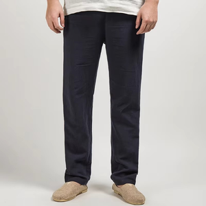 Pantalon décontracté homme en coton et lin, style chinois, coupe ample, taille mi-haute, devant plat, léger, nouvelle collection - Product Image 5