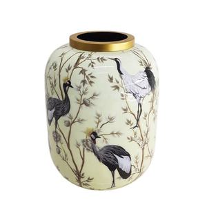 Vase à fleurs en métal avec autocollant en forme d'anneau, en laiton émaillé couleur or, style américain, vase de table pour la décoration de la maison et centre de table - Product Image 3