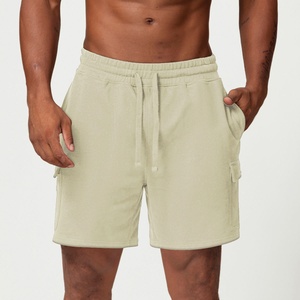 Custom logo Mens Workout Athletic Cargo Shorts Front Logo Spandex/Polyester Canvas Fabric Quick Dry Mid Waist Drawstring Closure - Product Image 4