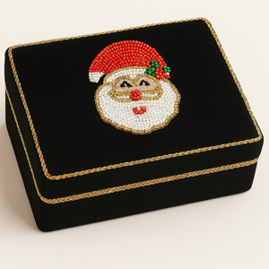 Boîte de rangement carrée de luxe à thème Thanksgiving, ornée de perles faites à la main, étui festif pour souvenirs, organisateur de bijoux brodé artisanal pour les fêtes - Product Image 1
