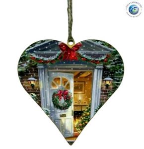 Linea Exports Inc. Adorno Navideño Colgante de Metal con Diseño de Calle de Pueblo Vintage Nevado, Artesanal, Ecológico, Tamaño Personalizado - Product Image 4