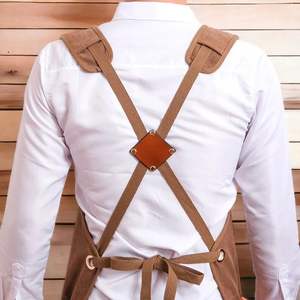 Tablier de barista Royaa QA65 à boucle réglable, imprimé numérique, en sergé, élégant, personnalisé, en toile de coton noire, unisexe, pour restaurant - Product Image 4