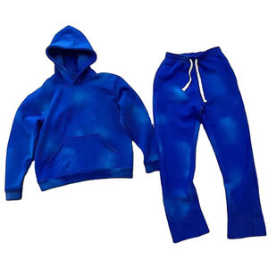 Conjunto de chándal de dos piezas unisex personalizado con capucha, lavado ácido, pantalones acampanados con cremallera, estilo vintage, talla grande, para invierno - Product Image 5