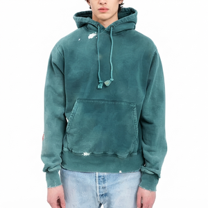Sweat-shirt à capuche zippé en polaire épais pour homme, 100 % coton, coupe oversize, longueur standard, coupe-vent, uni, brodé - Product Image 1