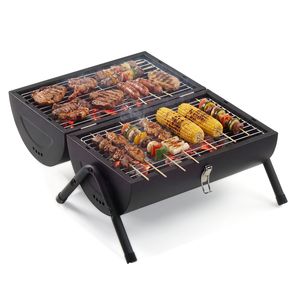 Griglia a Carbone Portatile in Acciaio Inox, Barbecue da Tavolo a Doppio Lato per Campeggio e Giardino - Product Image 1