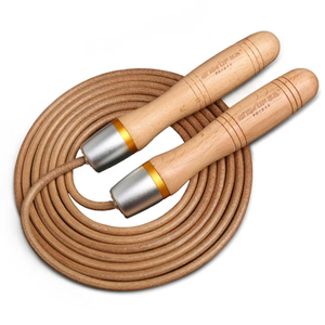 Nouvelle Corde à sauter légère de 1 kg en cuir de vachette avec poignées en bois pour entraînement sportif rapide, longueur 3 m, unisexe, vente en gros directe usine - Product Image 1