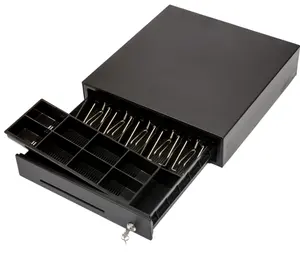Metal Cash Drawer Double Cheque Slots 3 lock Money Drawer Cash Register Drawer Box Tray RJ11 for Pos System