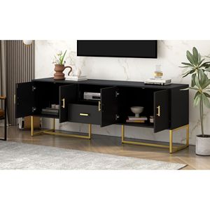 U-Can moderno supporto TV per TV fino a 70 pollici 1 cassetto con dispositivo Anti-punta 2 armadi metallo gambe eleganti mobili da soggiorno - Product Image 5