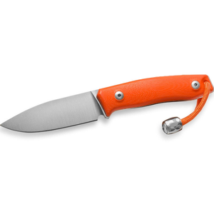 Cuchillos de Caza con Mango Texturizado Naranja, Hoja Fija Plateada, Funda de Cuero Marrón y Cordón a Juego para Campismo al Aire Libre - Product Image 1