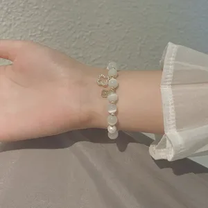 Pulsera de Cristal con Trébol de Cuatro Hojas para Mujer, Cadena de Mano Elástica con Cuentas de Perlas, Joyería, Regalo - Product Image 4