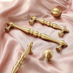 Brass <b>Cabinet</b> Handle <b>Vintage</b> Brushed Brass, 5-Inch Brass Handles for Drawer Dresser Cupboard Wardrobe Kitchen Furniture Hardware - Product Image 3