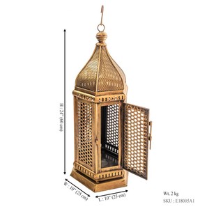 Wholesale <b>Moroccan</b> Gold <b>Lantern</b> With Perforated Design For Tabletop & Hanging Home Decoration - Product Image 5