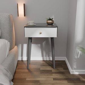 Modern Bedside <b>Table</b> with Solid Wood Legs, Minimalist and Practical End <b>Side</b> <b>Table</b> with Drawer <b>Storage</b>, Easy Assembly - Product Image 2