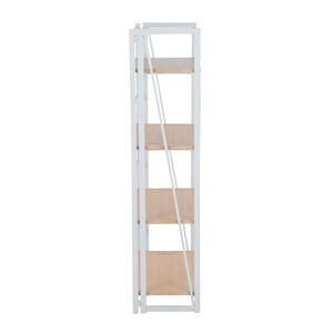 Dakota libreria contemporanea metallo verniciato bianco e legno naturale scaffali e unità di stoccaggio - Product Image 2
