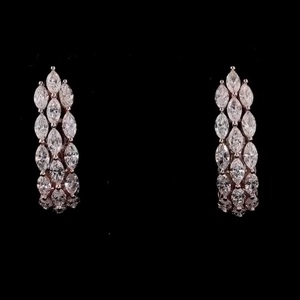 ต่างหูเพชรทรงมาร์คีส์สีโรสโกลด์สำหรับผู้หญิง สี D ธรรมชาติ รับรองโดย GIA เครื่องประดับงานแต่งงานสุดหรู - Product Image 3