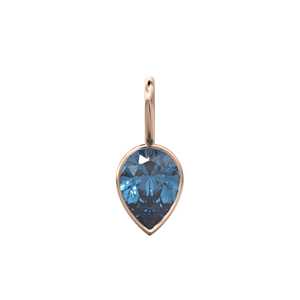 Pendentif Breloque en Or Jaune Massif 14 carats avec Topaze Bleue de Londres, Monture pour Bijoux / Pierre de Naissance de Décembre / Gemme Bleue de 7 mm / Forme Poire - Product Image 6