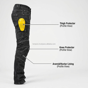 Rugged <b>Men's</b> Winter <b>Biker</b> <b>Jeans</b> with Sturdy Denim Protective Panels Breathable Comfortable Fit and Flexible Construction - Product Image 2