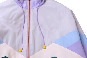 OEM 2025 Custom Your Own Retro Vintage Full Zip Color <b>Block</b> Casual Fashion Lightweight Drawstring Hooded Windbreaker Jacket - Product Image 5