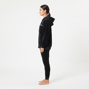 Wholesale Women's Solid <b>Velvet</b> Blend <b>Tracksuit</b> Set Oversized Zip Up Sweatshirt Elastic Waist Slim Leg Pants Winter Loungewear - Product Image 4