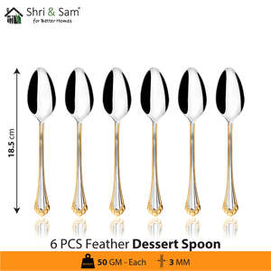 JAGDAMBA CUTLERY LIMITED Feather-Design Stainless Steel 6 PCS <b>Coffee</b> <b>Spoon</b> Premium Cutlery Set - Product Image 6