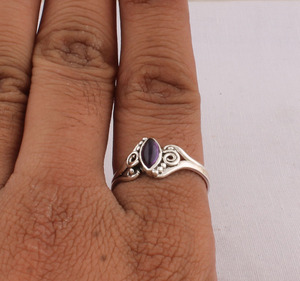 Wholesale Natural Amethyst Marquise Cabochon <b>Ring</b> 925 Sterling <b>Silver</b> Vintage <b>Statement</b> <b>Rings</b> Semi Precious Gemstone Jewelry - Product Image 4