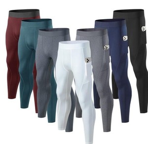Leggings de sport pour homme, respirants, résistants à l'eau, à séchage rapide, à compression, avec taille élastique, longueur intégrale - Product Image 1