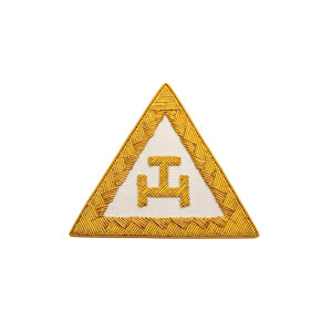 Embroidered Royal Arch Triple Tau Beaded Badge <b>Sew</b>-On Safety <b>Pin</b> 6.5cm X6.5cm Solid Color Custom Fabric Masonic Regalia Garments - Product Image 1