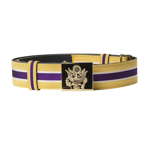 Ceinture tricotée formelle de haute qualité, rayée jaune, violette et blanche, avec boucle en alliage - Product Image 1