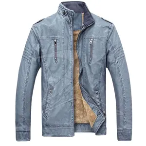 Veste en cuir véritable pour hommes, mode décontractée, col en fourrure, coupe-vent, respirant, coton, fermeture éclair, style confortable - Product Image 1